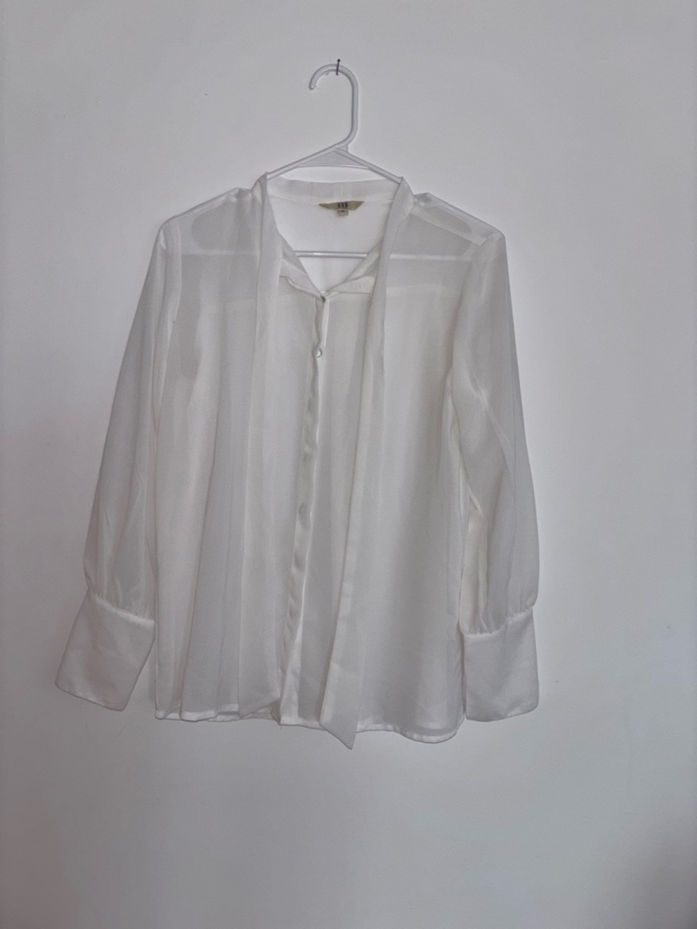 AND Sheer White Tie-Front Blouse